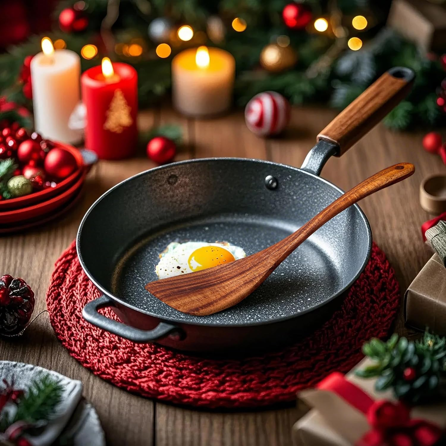 Wooden Kitchen Spatula, Acacia Wood Turner, Long Handle Flat Frying Utensil (1) image number 5