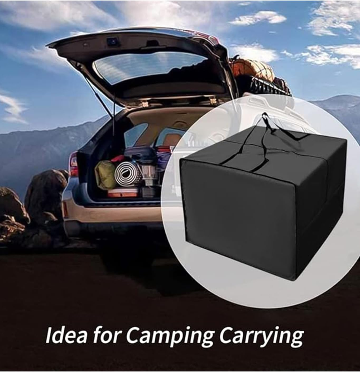 Outdoor Cushion Storage Bag, Patio Cushion Storage Bag with Zipper and Handle, Waterproof Outdoor Soft - Furnishing Storage for Soft - Furnishings, 210D Oxford Cloth Furniture, Bedding (Black) image number 6