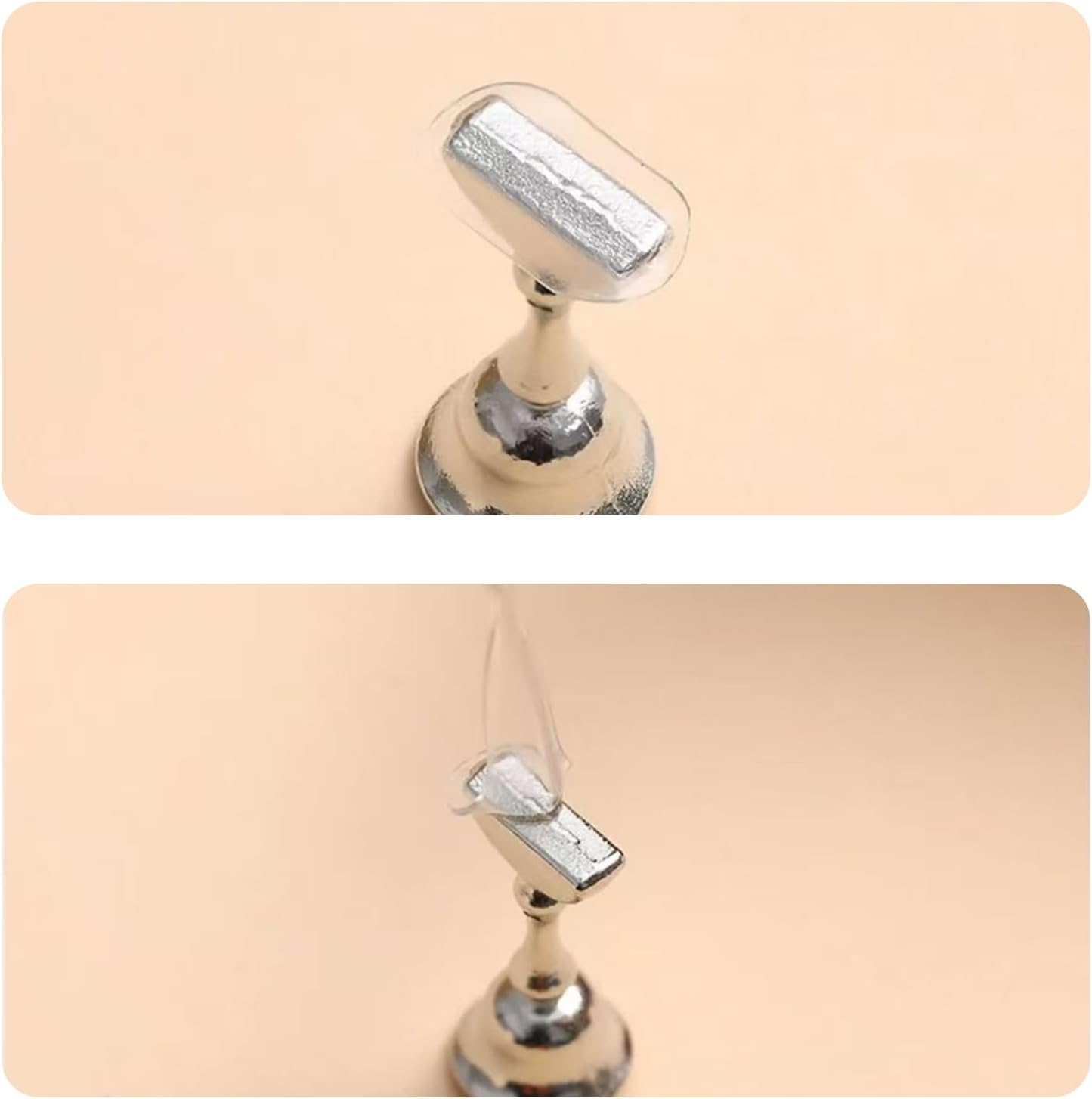 Pack of 2 Nail Stands, Acrylic Nail Practice Stand, Magnetic Nail Tips Holder, Fingernail DIY Nail Art Stand for False Nail Tip, Manicure Tool, Salon (Silver) - Golden image number 4