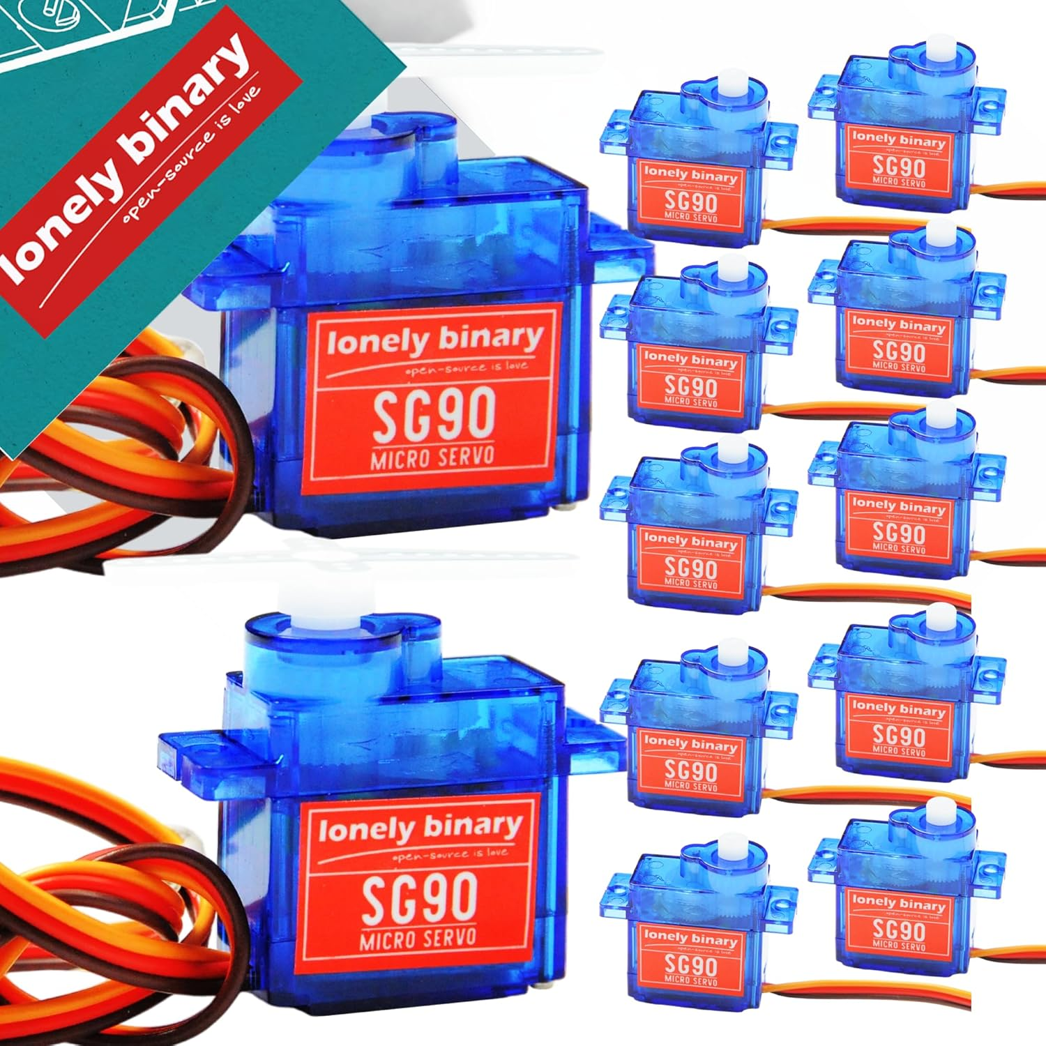 12-Pack SG90 180&deg; Angle Controllable Mini Servo Motors for RC Robot Arm Helicopter Airplane Car Boat Control and Arduino, Raspberry Pi, ESP32 Projects image number 6