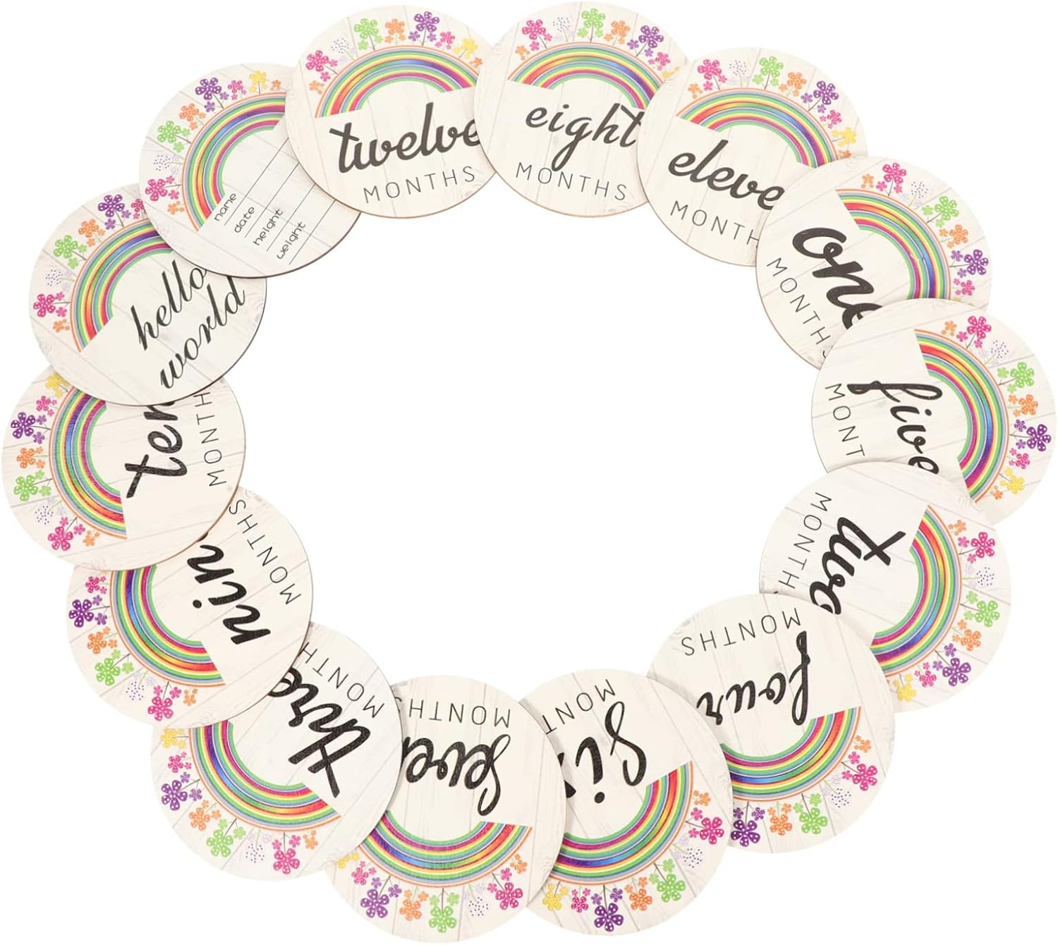 14Pcs Wooden Monthly Milestone Cards for Newborns Year Gifts Milestone Cards Supplies image number 6