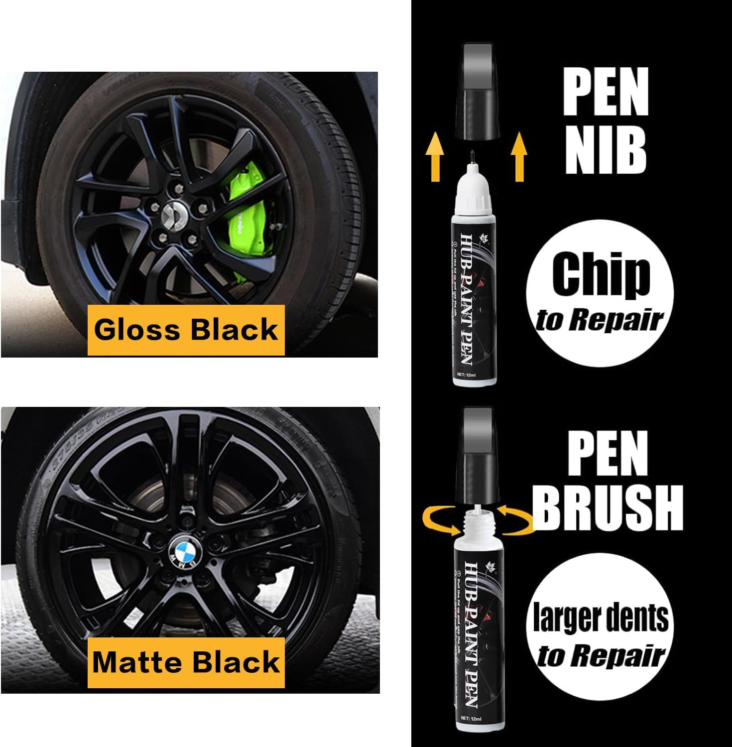 Kaoruo Matte Black Rim Touch up Paint, Quick and Easy Wheel Scratch Repair, Rim Paint for Car Wheel Repair Wheel Repair Kit Curb Rash image number 2