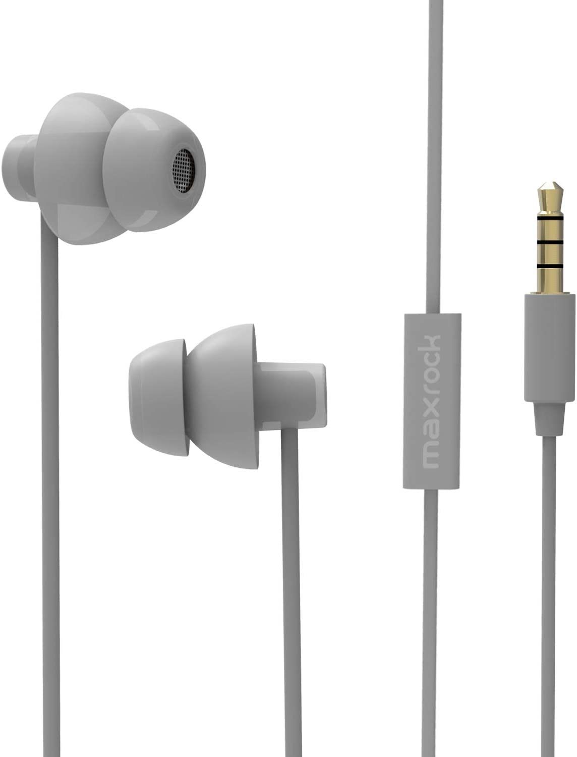 MAXROCK Sleeping Headphones, In-Ear Soundproof Earplug Soft Earbuds with Mic Noise Cancelling Sleep Earphones Earpods for Side Sleeper, Insomnia, Snoring, Air Travel, Bedtime Listening&hellip; (Gray)