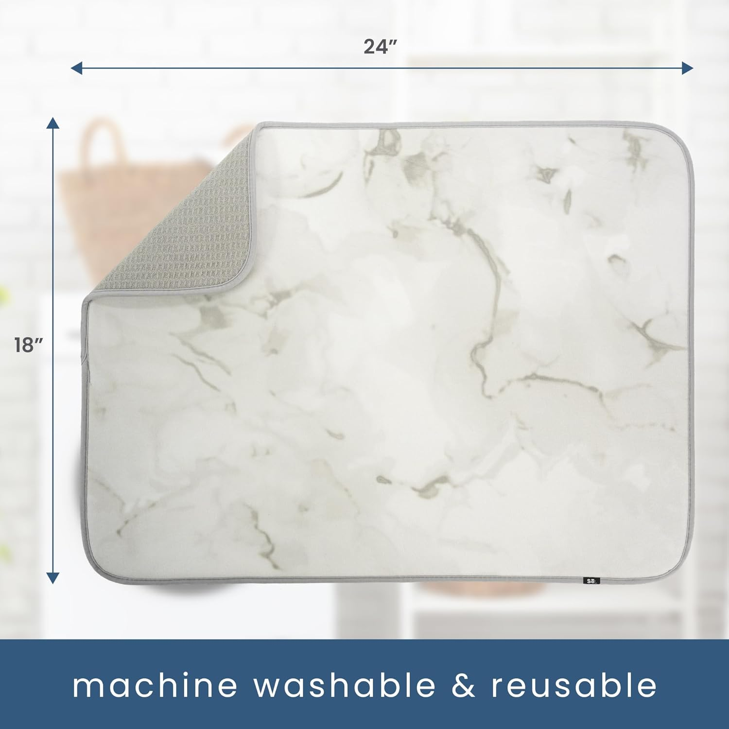 S&T INC. Dish Drying Mat XL, 18&rdquo; X 24&rdquo;, Absorbent Microfiber Kitchen Counter Mat, Dish Drying Pad for Dishes, Utensils, Pots and Pans, Extra Large, Grey Stone image number 3