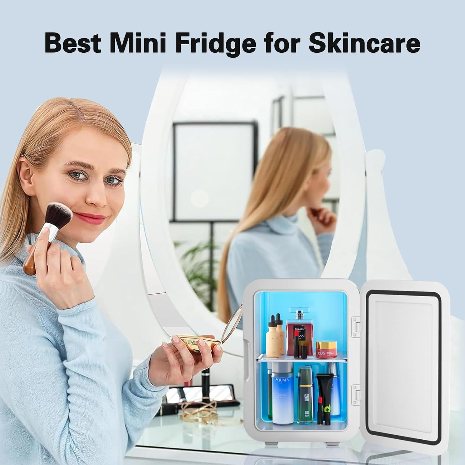 XIULIUU Portable Mini Fridge, 4L Capacity, Makeup Skincare Fridge, Cools & Warms, Home & Car Power Supply, Quiet Operation image number 5