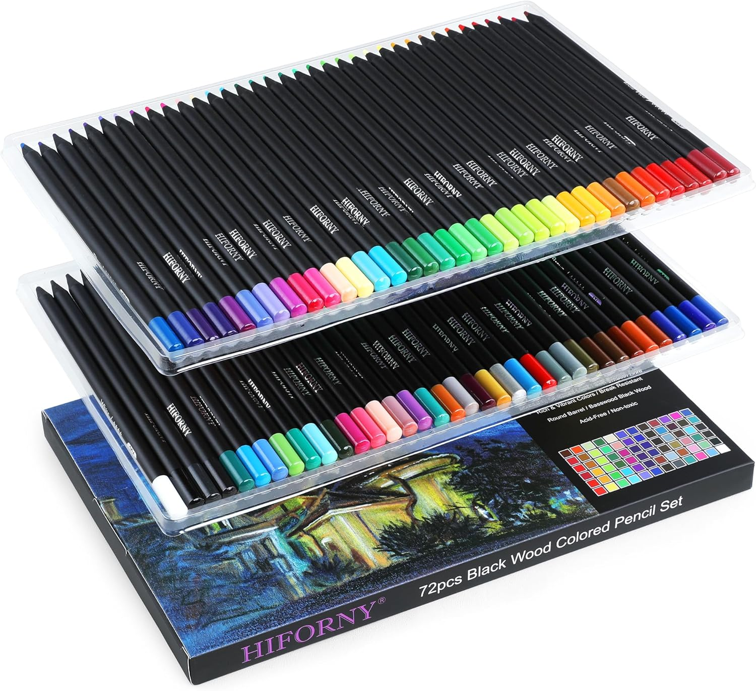 Premium Black Edition Colored Pencils for Adults Coloring &ndash; 72 Coloring Pencils with Smooth Pigments,Artists Soft Core,Drawing Pencils Art Supplies for Adults Beginners