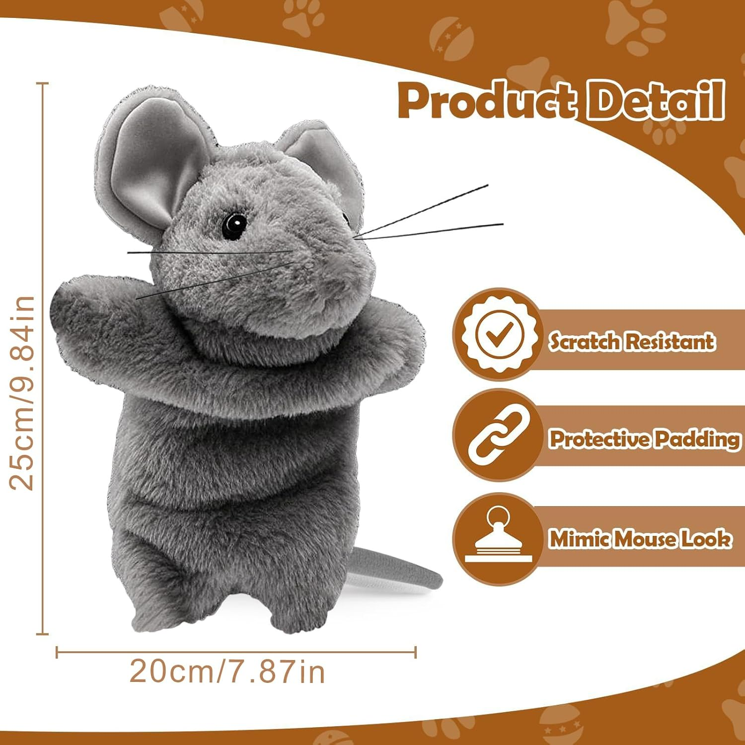 Jinyilwn Cat Wrestling Gloves, Cat Arm Wrestling Toy | Luxury Cat Toy Doll - Mouse Shaped Wrestling Gloves for Fun Time, Safe Interactive Play