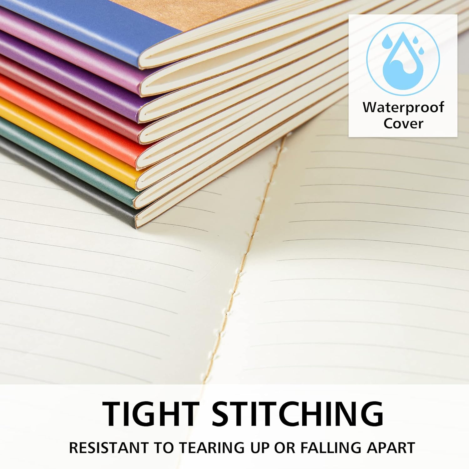 Feela Kraft Notebooks, 16 Pack Kraft Cover Lined Blank College Ruled Travel Journals with Vintage Colours Spines for Women Students Office, 60 Pages, 8.3&rdquo;X 5.5&rdquo;, A5, 8 Vintage Colours image number 5