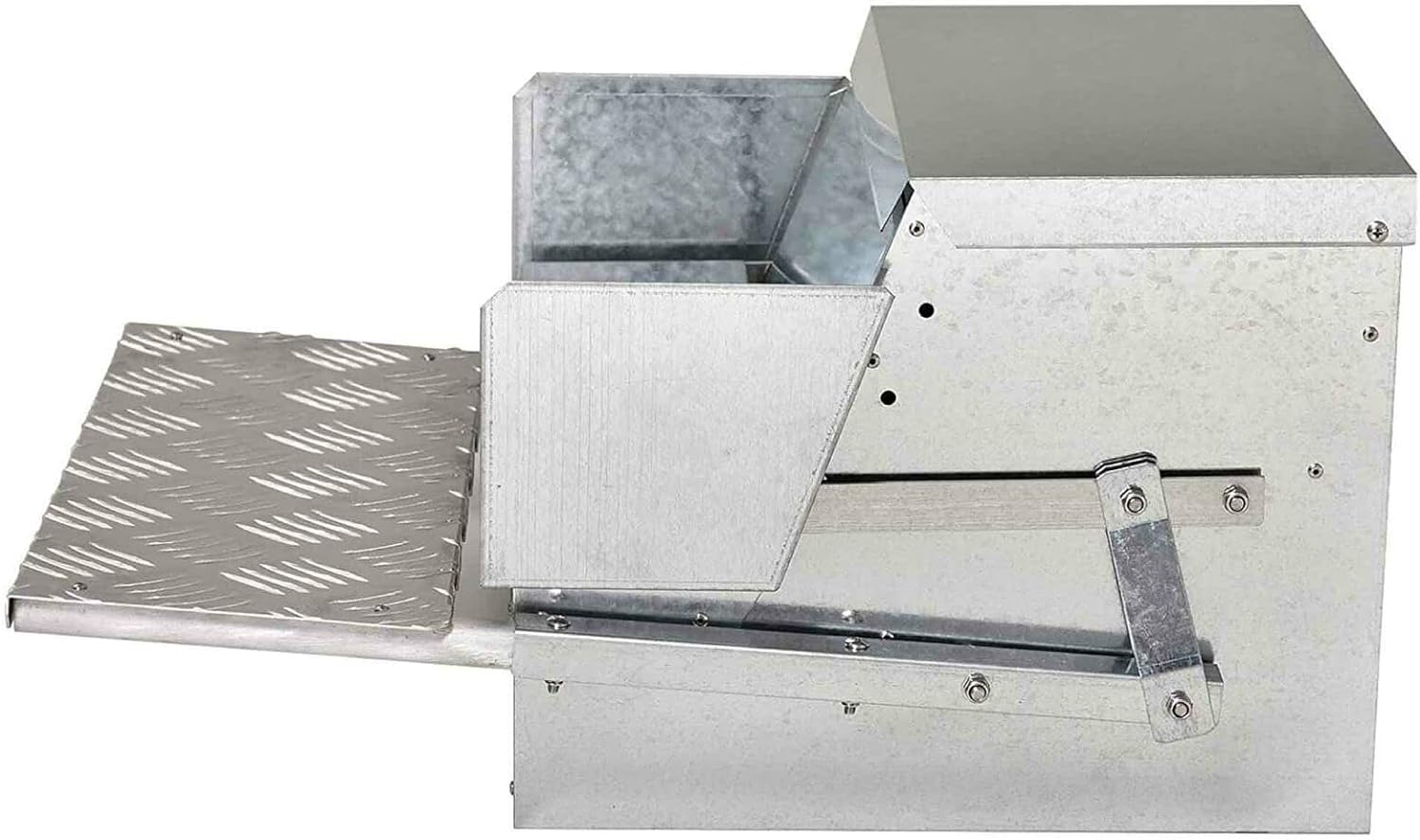 LEDON 20LBS Auto Automatic Chicken Feeder Galvanized Poultry Chook Treadle Self Coop Self-Opening Coop for Chickens, Ducks, Geese image number 3