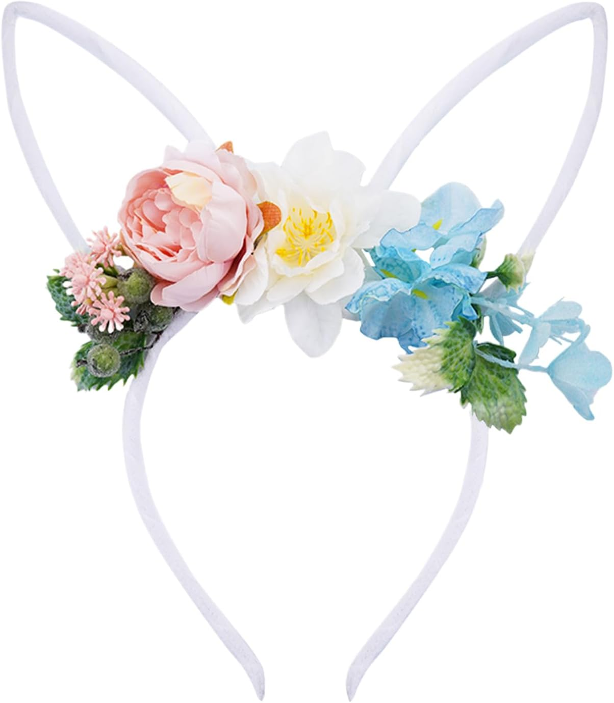Bunny Ears Headbands | Headwear with Flowers - Easter Headband,For Christmas Halloween Party Valentine'S Day Women Costume Kids