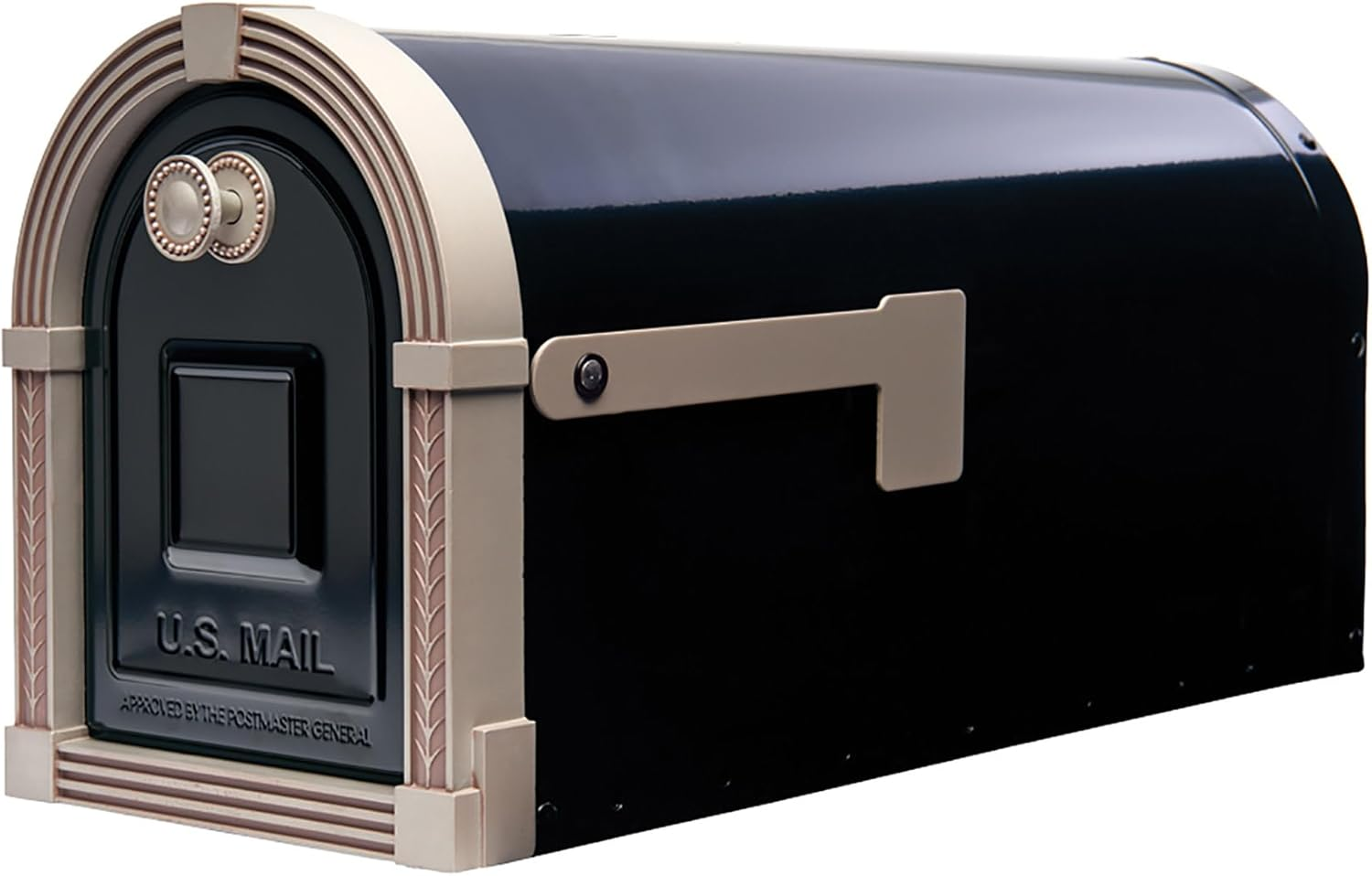 Brunswick Large, Steel, Post-Mount Mailbox, Black W/Brushed Nickel, Plain Packaging image number 6