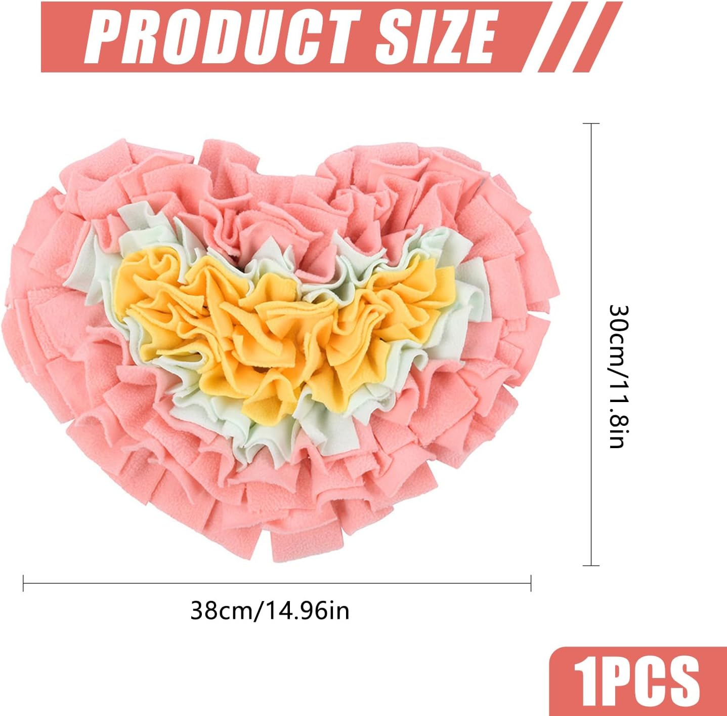 Snuffle Mat for Dogs, Interactive Enrichment Toy for Puppies & Small Dogs, Slow Feeding Mat for Mental Stimulation & Natural Foraging Skills, Dog Puzzle Feeder & Boredom Buster(Pink Heart, 30*28CM) image number 4