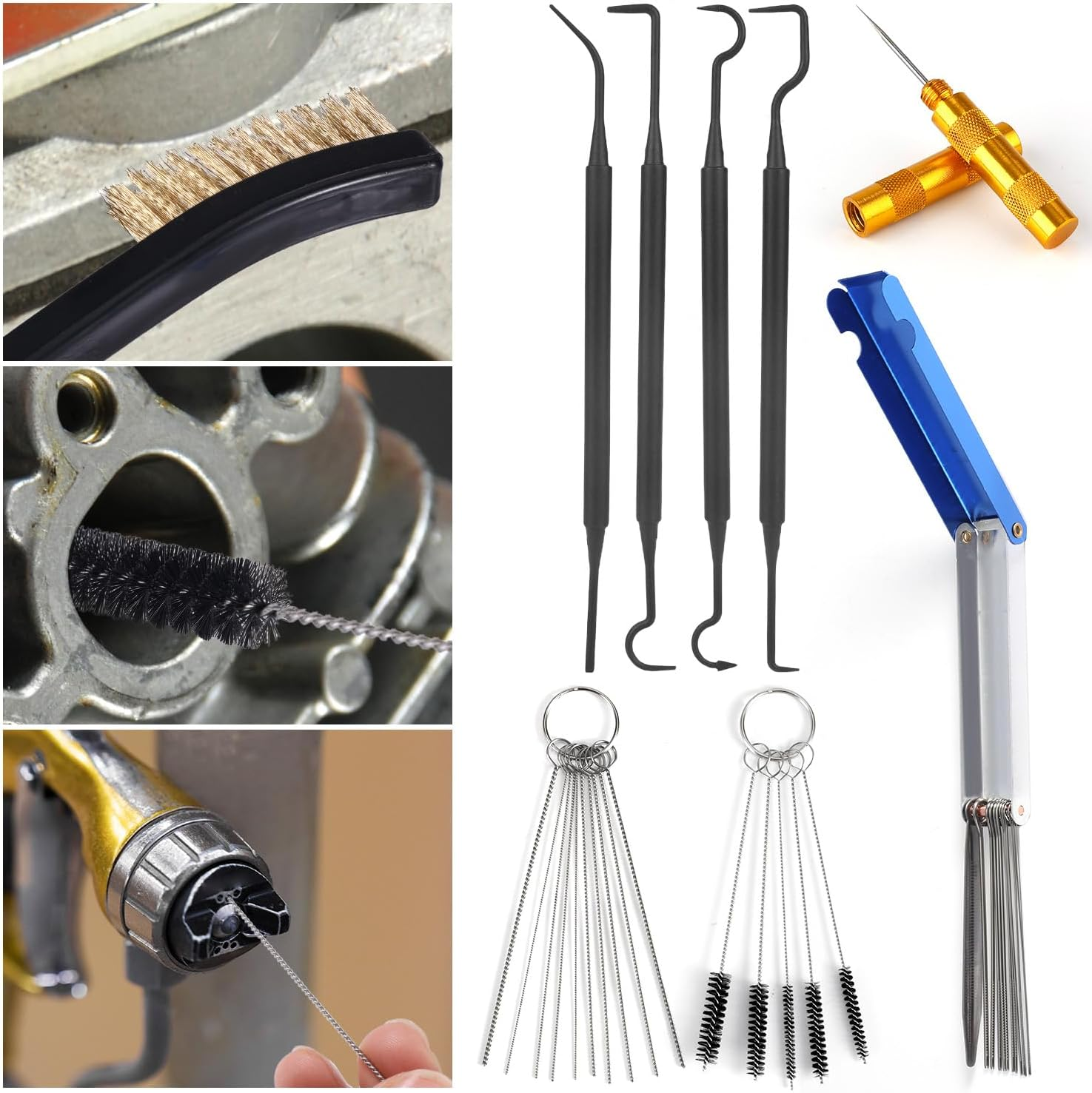 Carburetor Cleaning Kit, Includes 23 Needles 5 Nylon Brushes 1 Scraper and 4 Cleaning Hooks for Motorcycle ATV Chainsaw & Welder Maintenance image number 2
