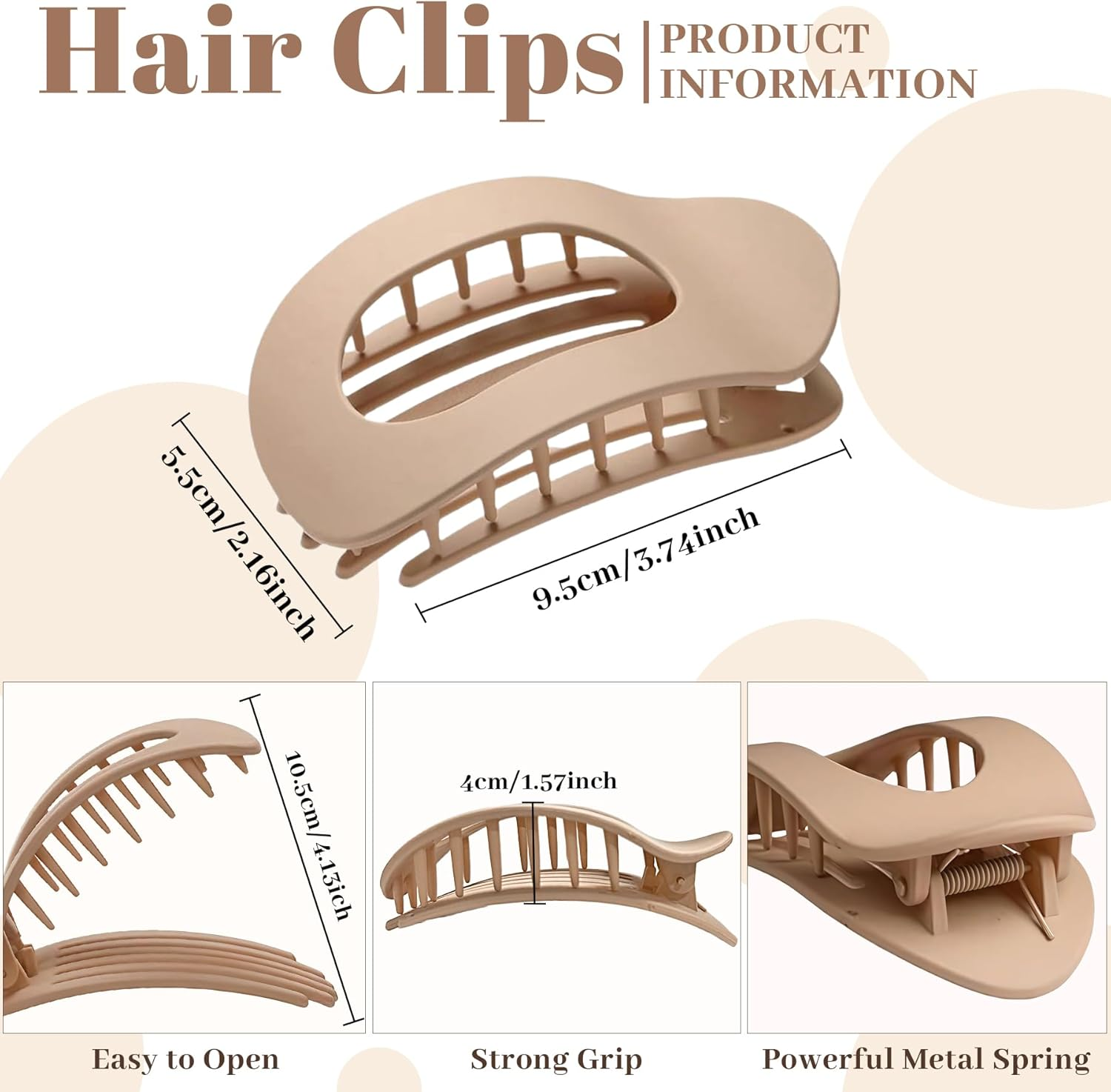 Pack of 6 Hair Clips for Women, Hair Clip, Flat Claw Clip, French Hair Clips Women, Strong Hold Side Hair Clips, French Hair Clip for Thick and Thin Hair image number 3