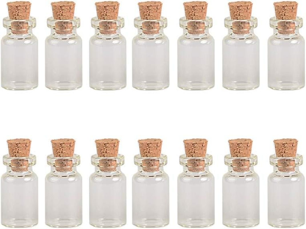 1Ml Mini Glass Bottles Vials with Cork Empty Tiny Transparent Bottle Jars 100Pcs Glass Bottles with Cork Stopper image number 1