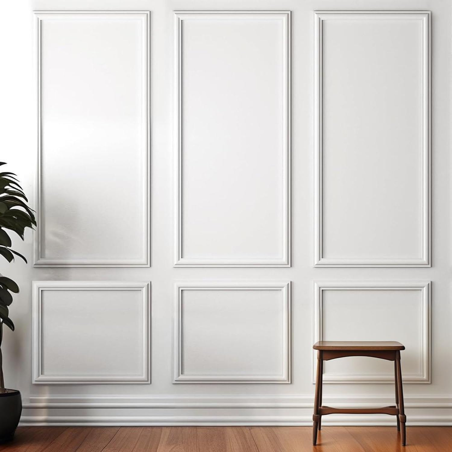 TRAIN2 ART 6 Sets Peel and Stick Wall Molding Kit, Ready to Assemble Wainscoting Panels for Interior Wall Moulding Decor，Pre Made Wainscoting Wall Panel for Living Room Bedroom Accent Wall