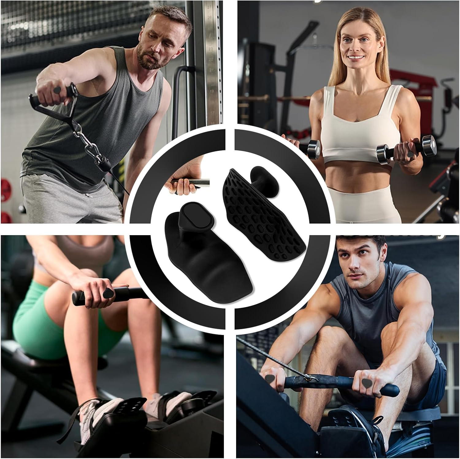 JOWILIN Anti-Slip Workout Grips, 1 Pairs Ergonomic Rubber Hand Protector Gym Grips Pads for Weight Lifting, Pull-Ups, Deadliftss, Rows, Gym Training and Exercise for Men, Women image number 3