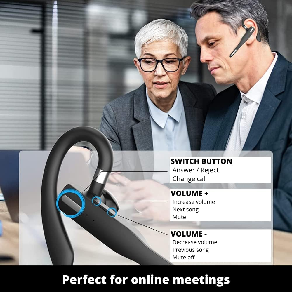 NK Wireless Bluetooth 5.0 Headphones + Charging Box 450 Mah - Headphones with Hands-Free Calling, Microphone, Clear Voice Technology, 100 Mah Battery, Ultra Light Weight - Iphone and Android image number 1