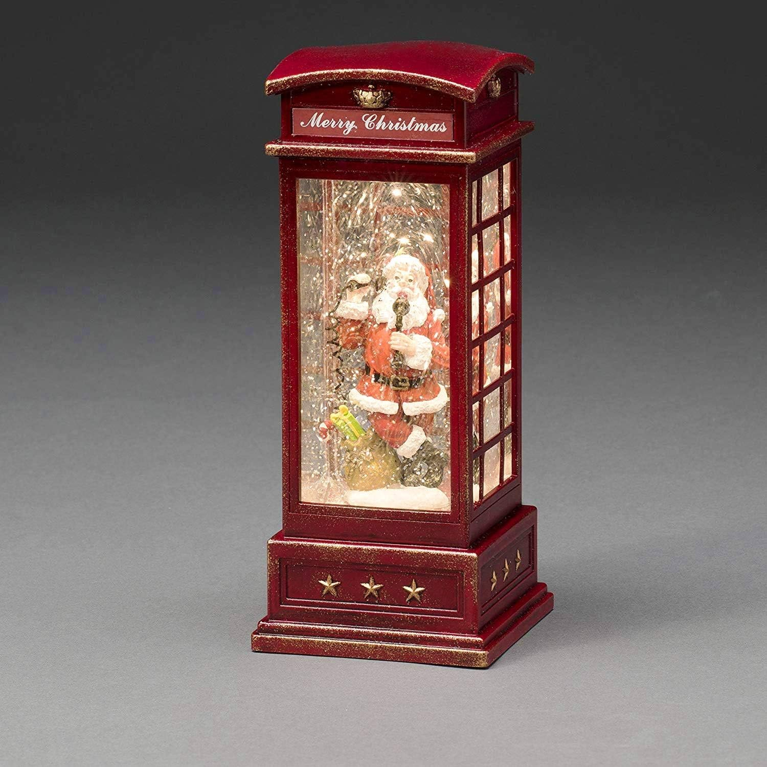 Konstsmide Lantern : Santa in Red Telephone Box, Water Filled : Battery Operated & Timer : 4363-550 image number 3
