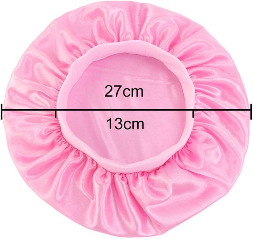 2 Pcs Kids Satin Sleeping Caps Head Cover Bonnet with Elastic Band Hair Care Cap Night Hat for Baby Toddler Teens (Purple and Pink) image number 1