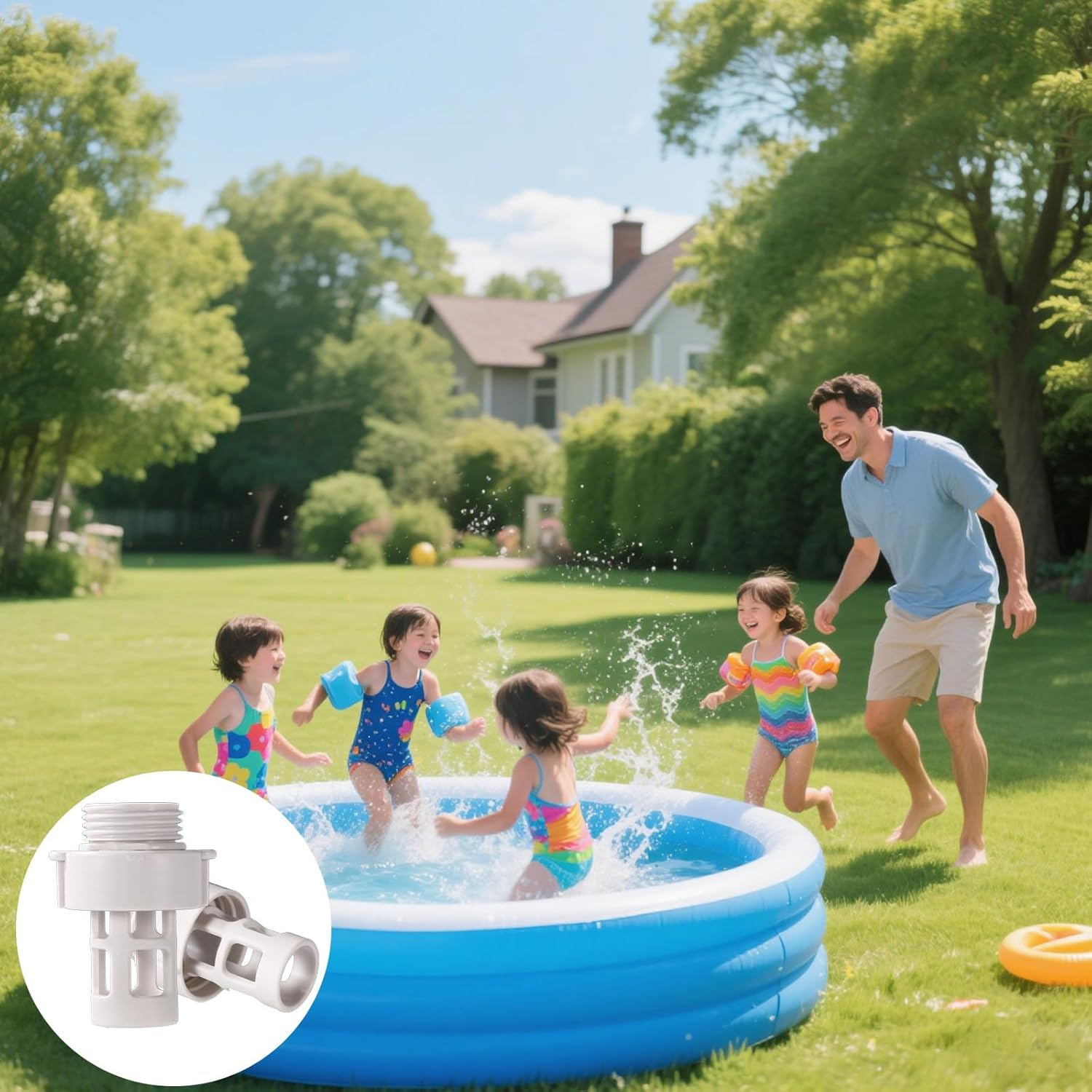 2Pcs 10184 Garden Hose Drain Plug Connectors, Pool Hose Adapter Replacement Fitting for Intex round Metal Frame Swimming Pools, White image number 3