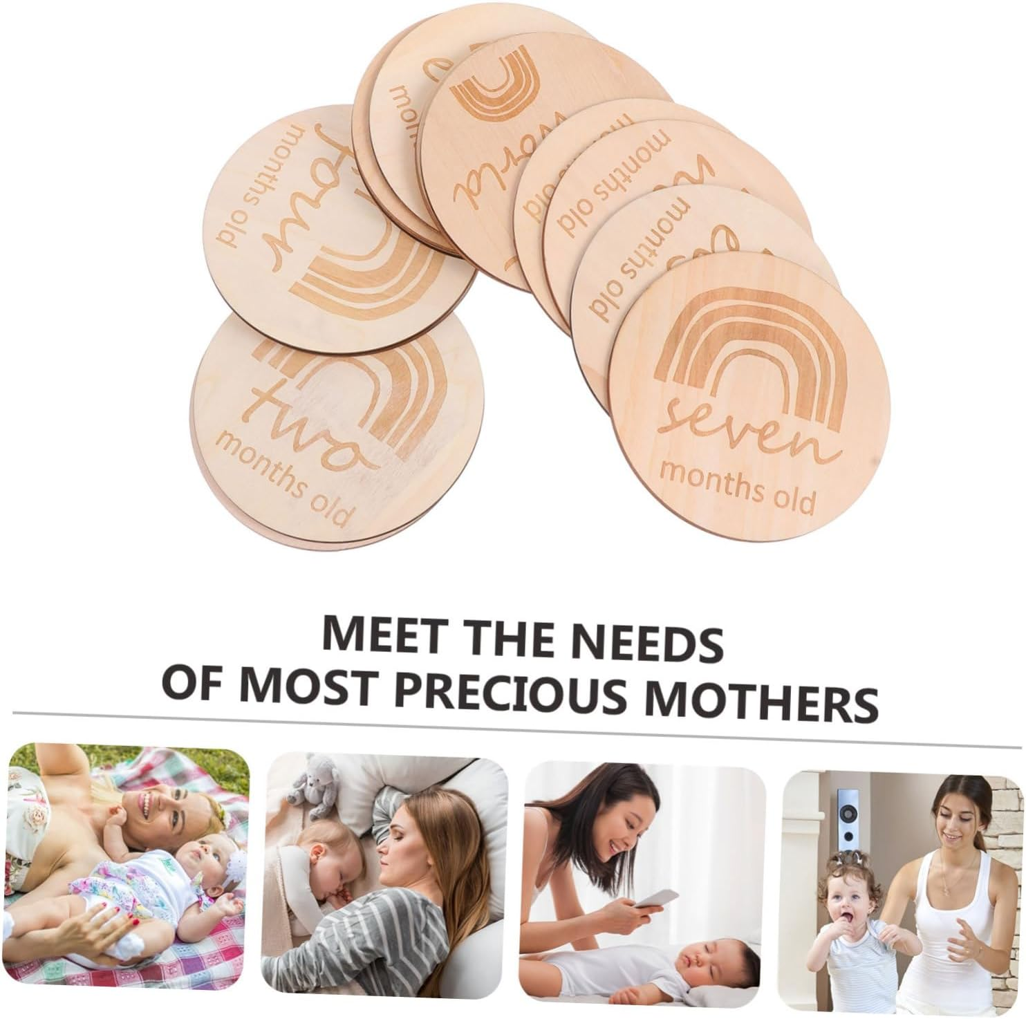 Double-Sided Engraved Rainbow Baby Growth Recording Cards 13Pcs Set Newborn Monthly Milestone Commemorative Memory Photo Props for Infant Birthday image number 4