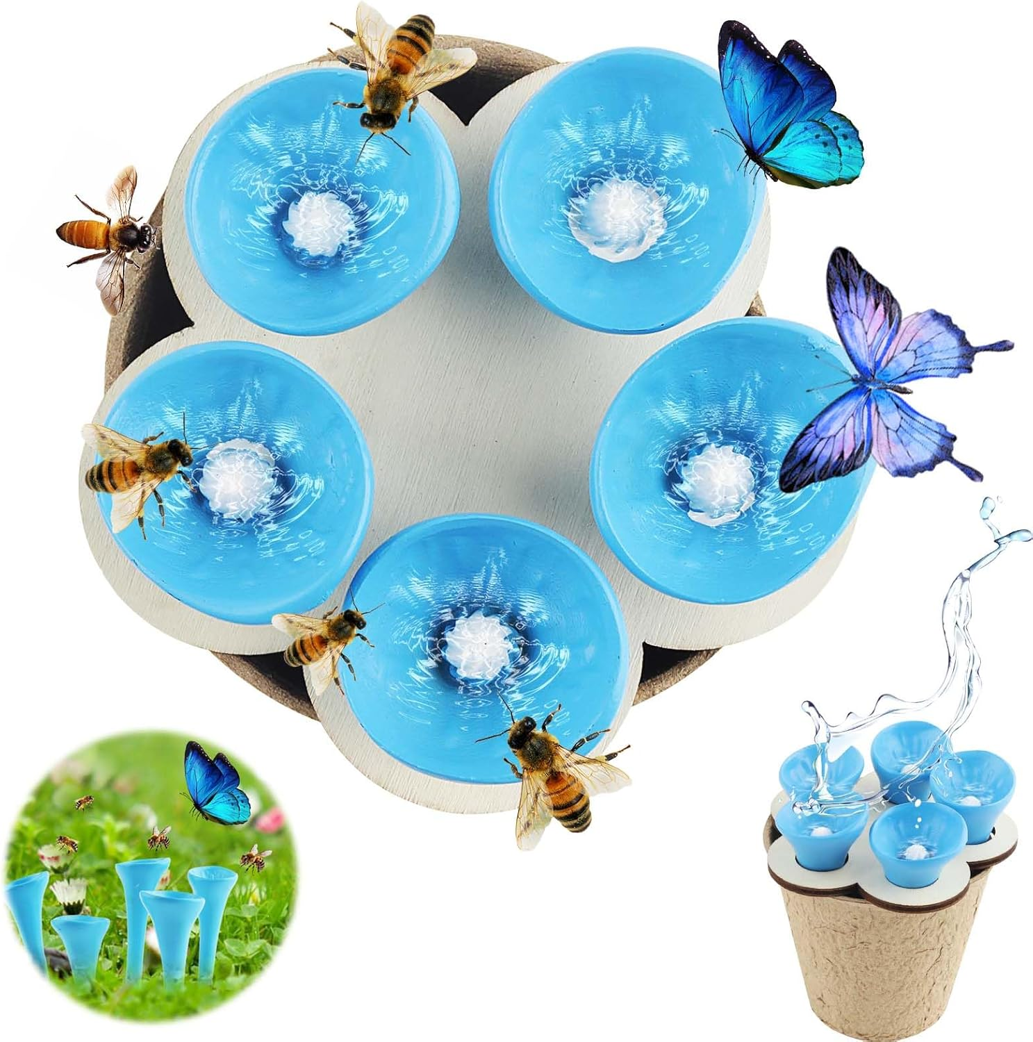 5 X Bee Insect Drinking Cups, Colourful Bee Insect Drinking Cup, Bee Cup, Thirsty Pollinators Need Drinking Water, Bees Need Safe Drinking Places (Yellow)