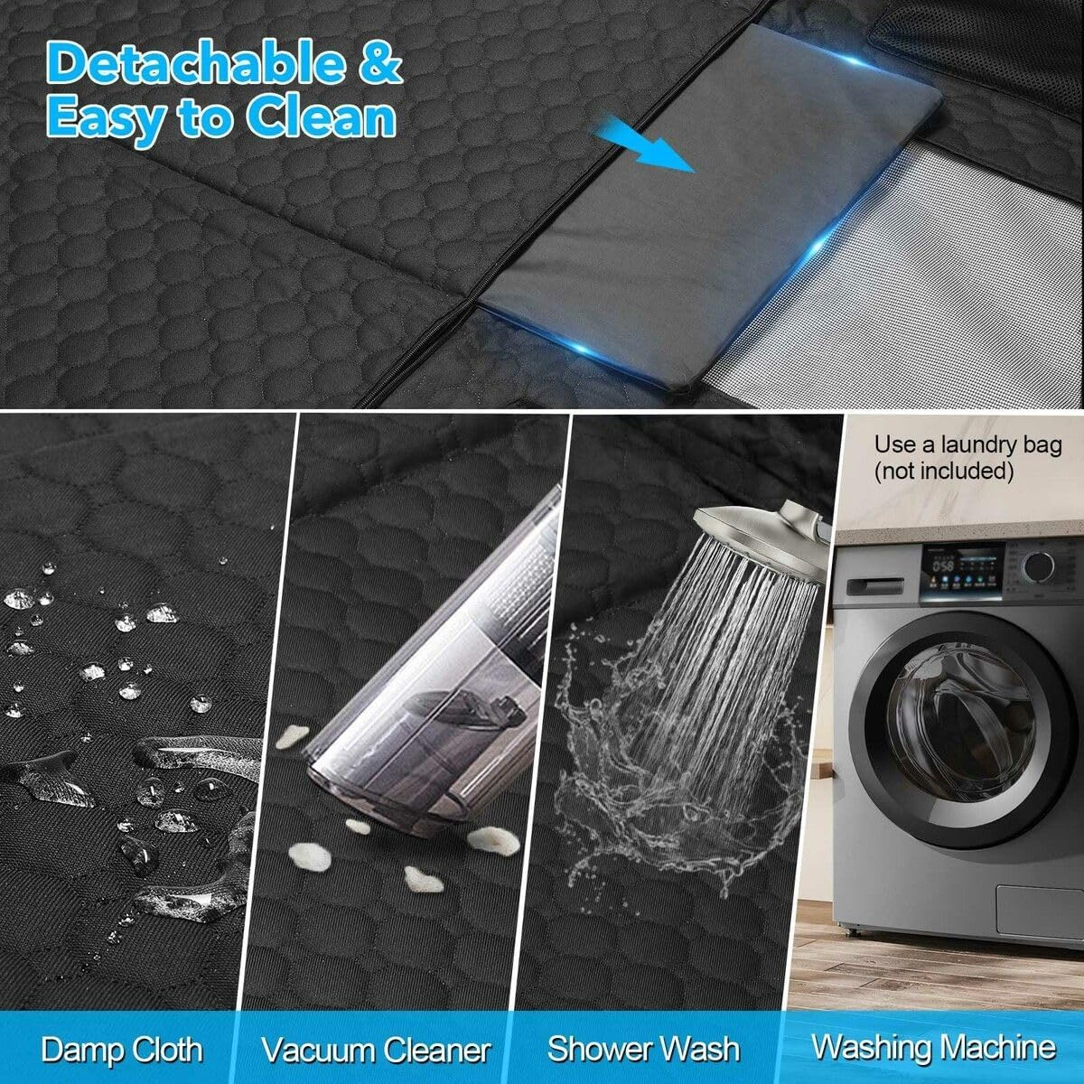 AUSWAY Pet Dog Car Seat Cover Cat Hammock Rear Backseat Extender Nonslip Waterproof Protector Mat Booster Travel Carrier for SUV Truck with Mesh Window image number 6