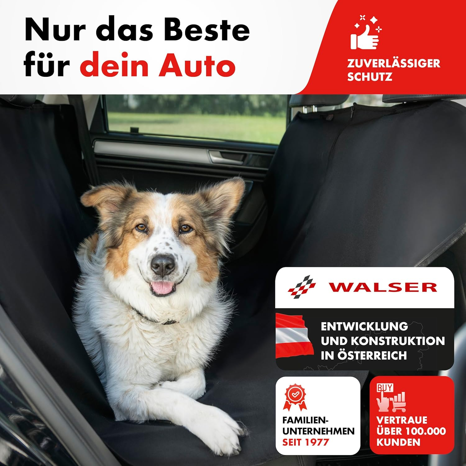 Walser Universal Car Dog Blanket Back Seat, Nero, Polyester with Coating, Protects Car Interior from Dirt, Scratches & Dog Hair, Fits Many Standard Vehicles, Easy to Install & Clean, Black image number 4