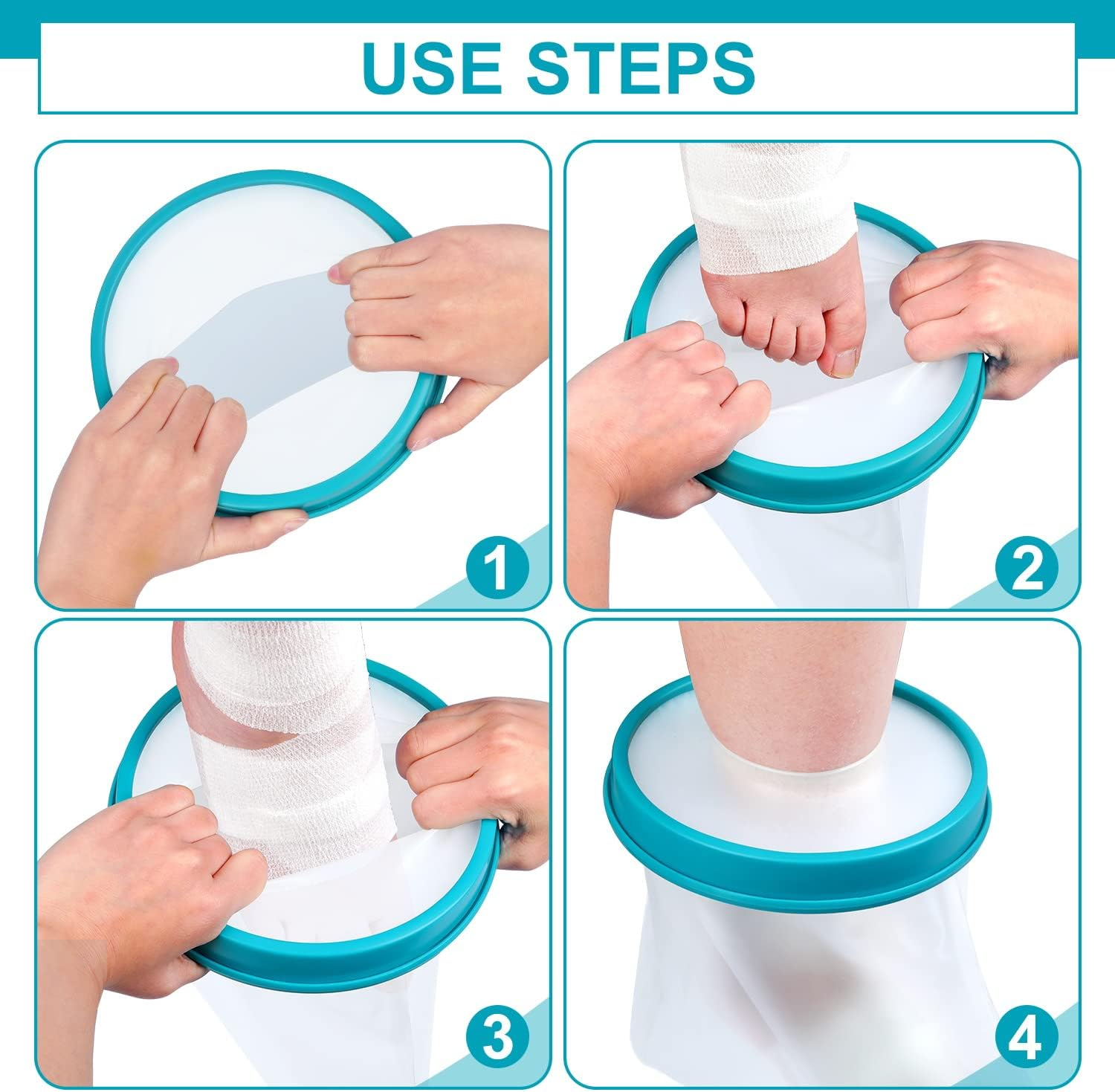 VESKIMER Waterproof Foot Cast Cover for Shower Adult, Bath - Reusable Shower Boot Cover Watertight Foot Protector - Perfect Fit for Foot Ankle and No Mark on Skin image number 4