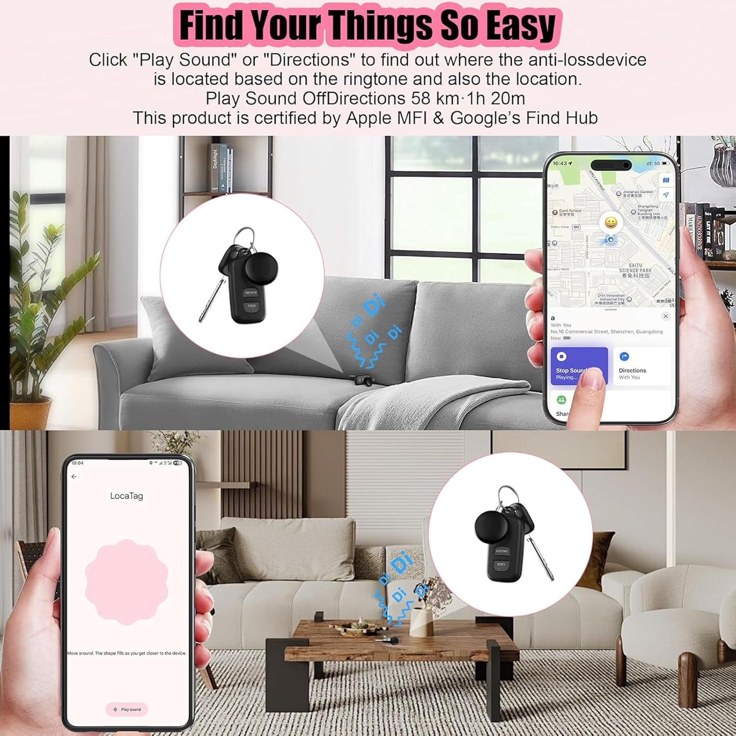 Tracker Smart Tags Android & Ios-Dual System Bluetooth Luggag Tracker Keys Finder/Item Locator Work with Apple Find My (Ios)&Google'S Find Hub(Android) for Key,Backpack,Luggage Black (1 Pack) image number 4