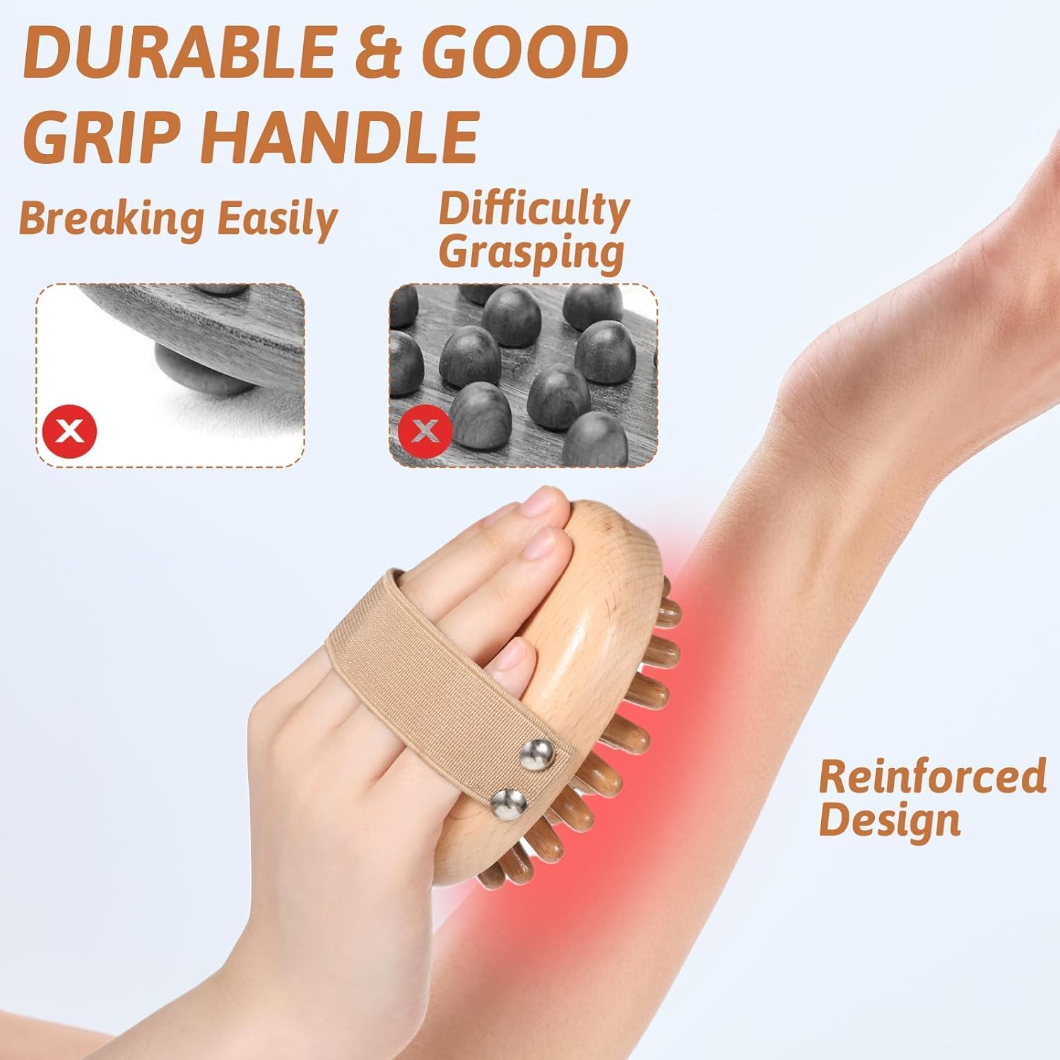 Fokmuaex Wooden Acupressure Massage Brush - Full Body Meridian Therapy Tool for Back, Legs & Feet - Stimulates Blood Circulation & Relieves Muscle Fatigue image number 3