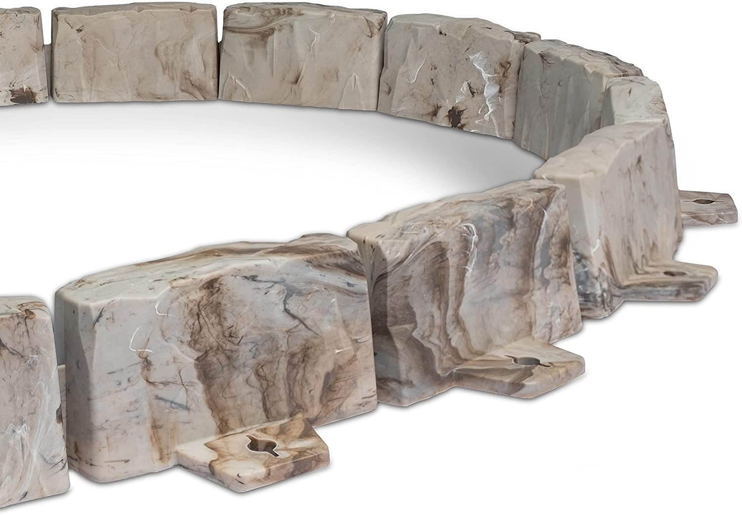 Easyflex No-Dig Landscape Edging with Anchoring Spikes, 2.7 In. Tall Decorative Stone-Look Garden Border, 60 Foot Kit, Brown image number 5