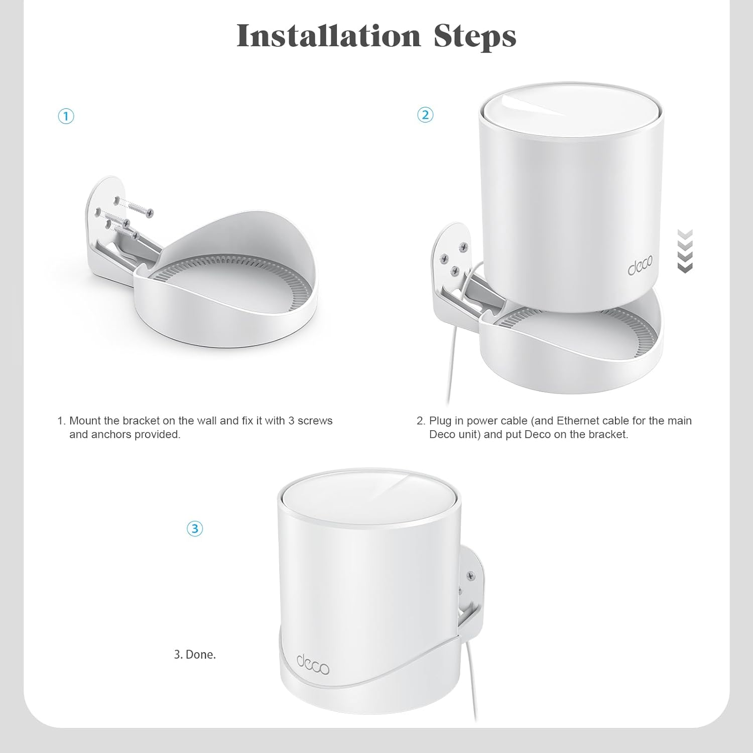 Wall Mount Bracket for Tp-Link Deco AX3000/X20/X55/X60/X4300 Pro/X5000/X5400 Pro/W3600/W4500/W6000 (3-Pack) image number 1