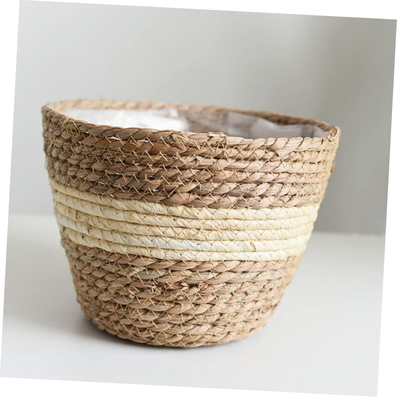 OFFSCH Woven Flower Basket Handmade in Natural Straw for Pastoral Wedding Decorations and Garden Plant Arrangements Versatile Storage for Sewing Gardening Supplies image number 3