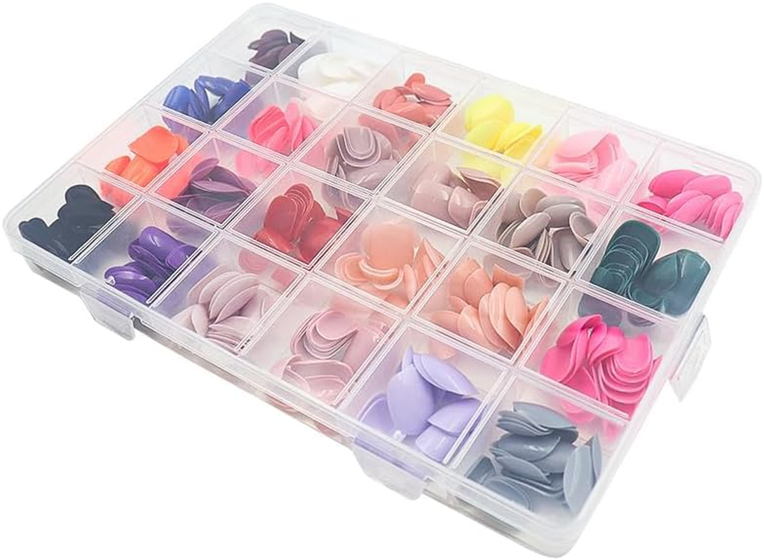 Namvo 576 PCS Medium Coffin False Nails, 24 Colors Acrylic Artificial Glossy Press on Nails Full Cover Short Ballerina False Nail Tips for Women Girls Nail Decorations image number 1