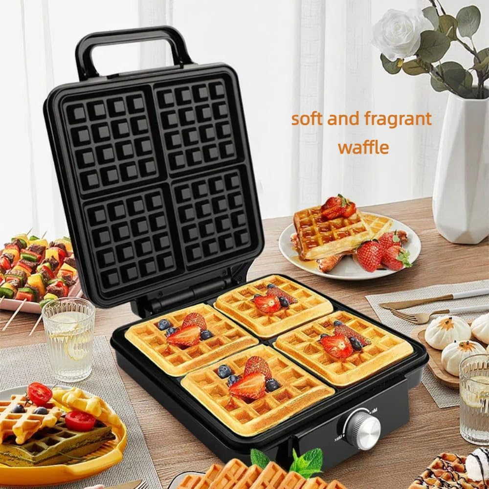 Frafuo 4-Slice Waffle Maker-1500W Square Waffle Iron-Portable Stainless Steel Kitchen Appliance-Thick Waffle Maker-Waffle Machine-Non-Stick Baking Surface（Au Plug） image number 6