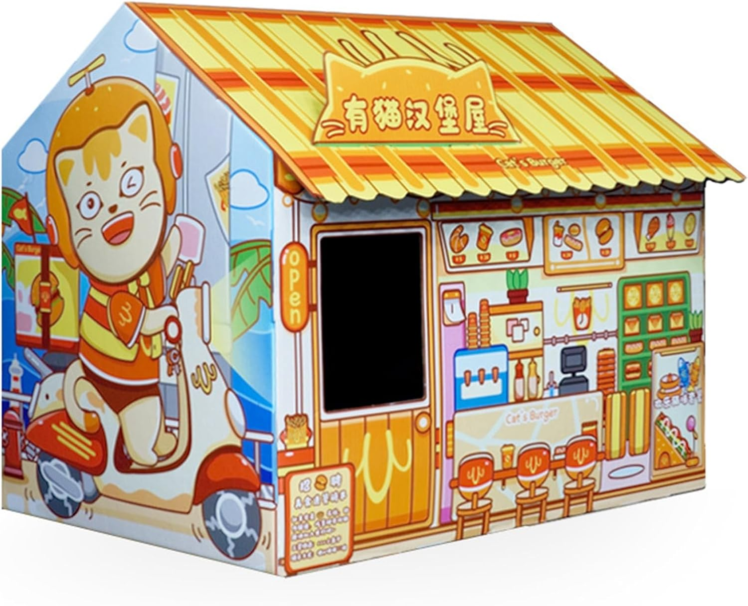 TITA-DONG Cardboard Cat House, Cat Scratching Box, Reversible Cat Playhouse, Recyclable Scratching Toy Made of Corrugated Cardboard, Durable Board Padding Prevent Damage to Furniture, Breathable image number 1