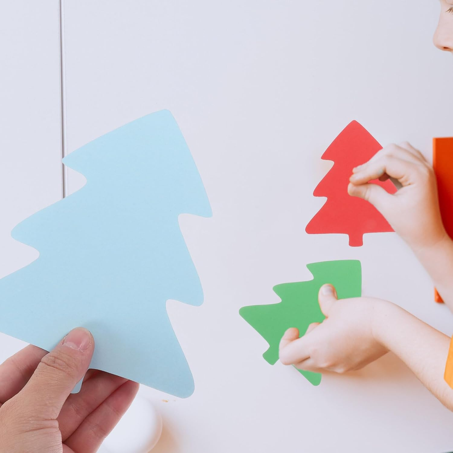 Abaodam 72Pcs Christmas Hand Cut Confetti Delicate Tree Cutouts and Paper Cutouts for School Wall Decoration for DIY Paper Cut Art Decors and Kindergarten Wall Decor image number 4