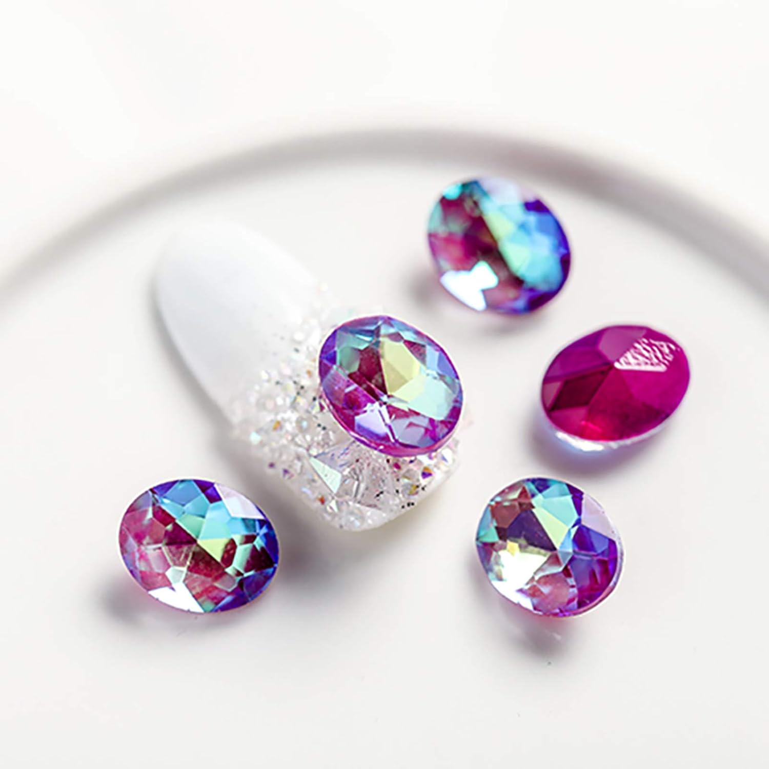 50 Grains Nail Art Rhinestones Nail Art Gems Decorative Nails DIY Super Flash Pointed Rhinestone Oval Dark Green image number 1