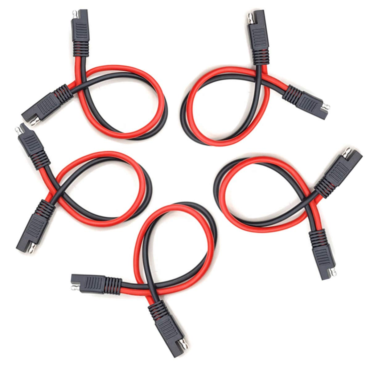 Fainwan 5Pcs 1Ft 12AWG SAE to SAE Power Automotive Extension Cable with Quick Disconnect Wire Harness for Battery Chargers image number 6