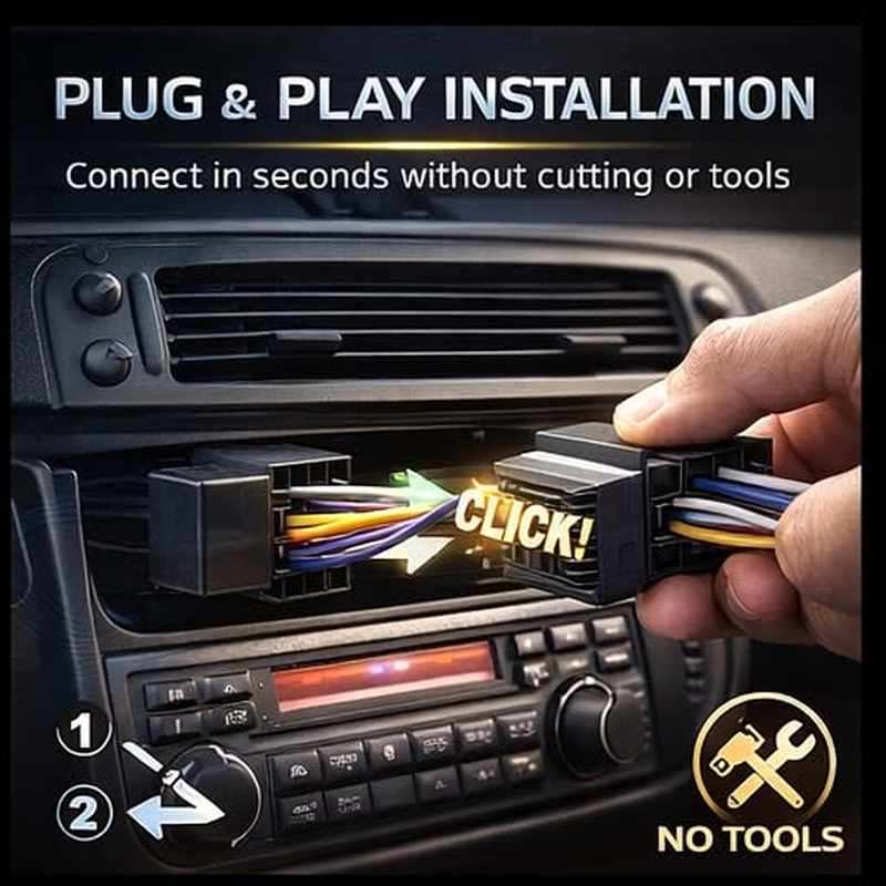 KIMISS Radio Wiring Harness, Fits for E36 E46 E39 Car Stereo Harness Adapter, ABS Material, Plug and Play, Easy Installation, Connect Multiple Devices, Aux Adapter Cable image number 4