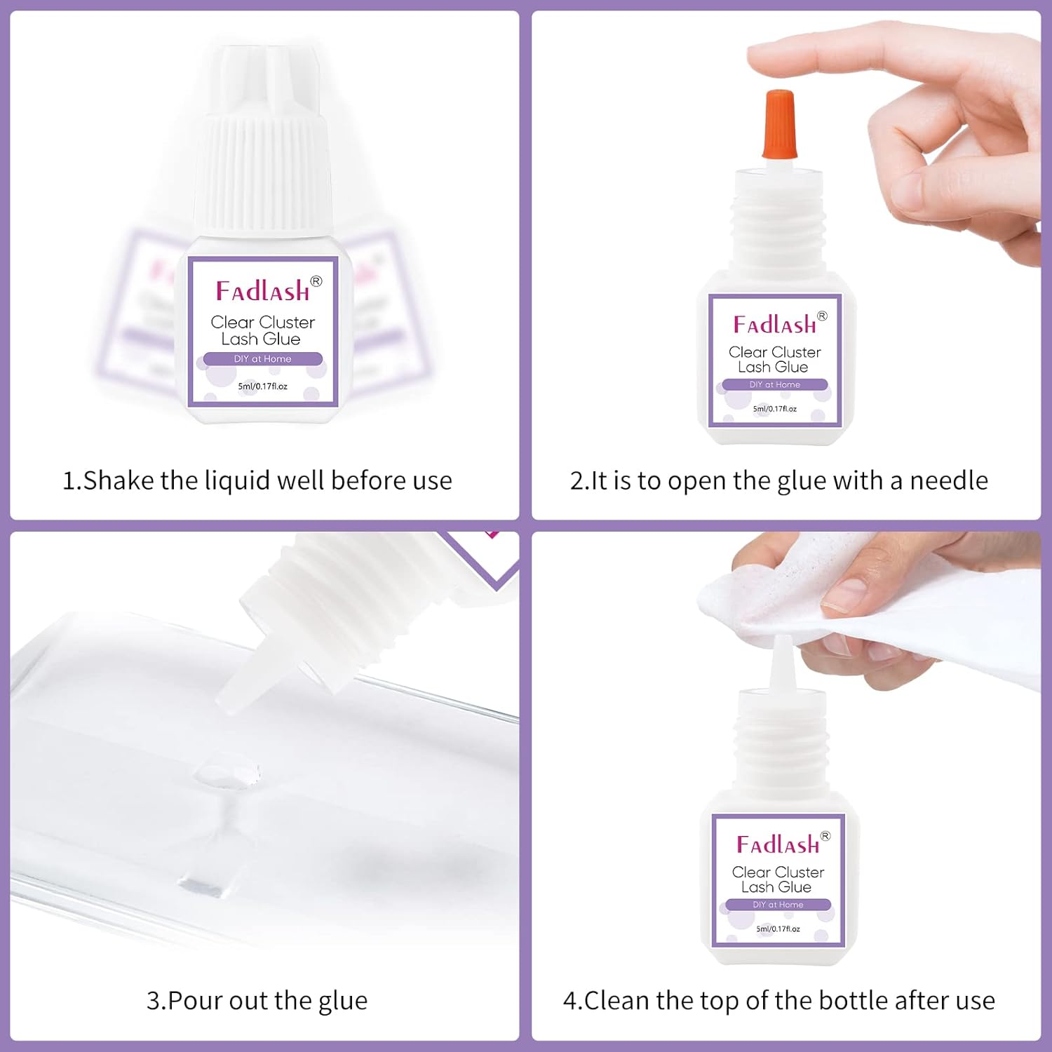 Cluster Lash Glue Clear Individual Lash Glue 7-15 Days Retention 2-3S Dry Time for DIY Lash Extension 5Ml image number 1