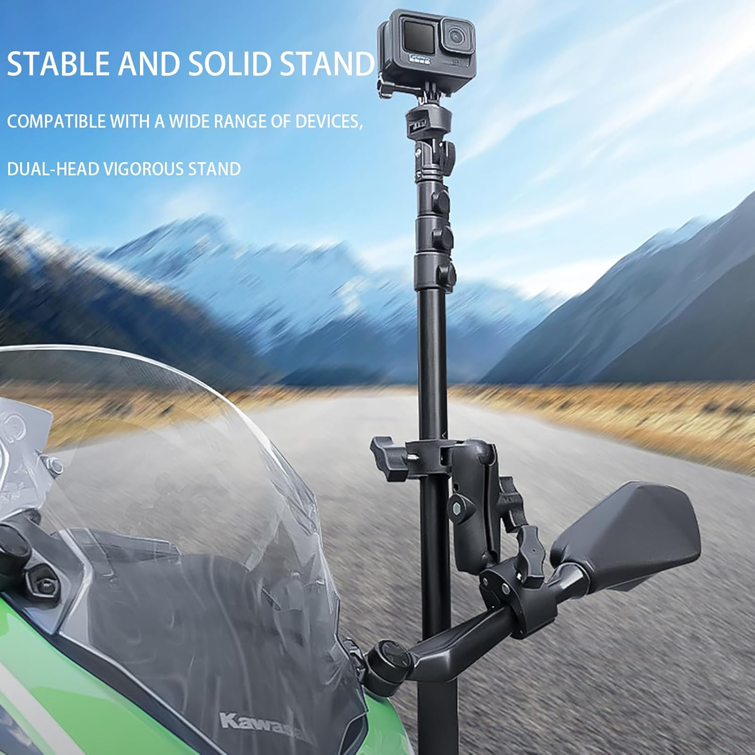 NEWFUN Camera Mount, Accessories for Insta360 X4, Motorcycle Kit for Insta360 X4, X3, X2 360 Degree Rotation, Double Clamp, Double Stability, Motorcycle Mount, Compatible with Multiple Devices image number 5