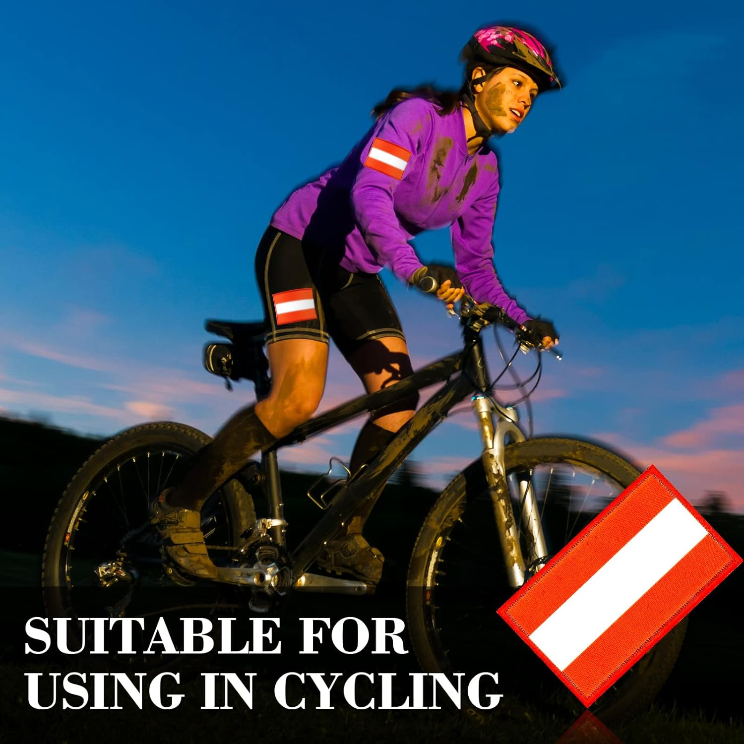 Juinte 8-Piece Reflective Safety Patch Set with Dual Sizes - for Night Workers, Firefighters & Dog Tactical Undershirts, Compatible with Sportswear/Rain Jackets/Police Rescue Gear(Green Orange) image number 1