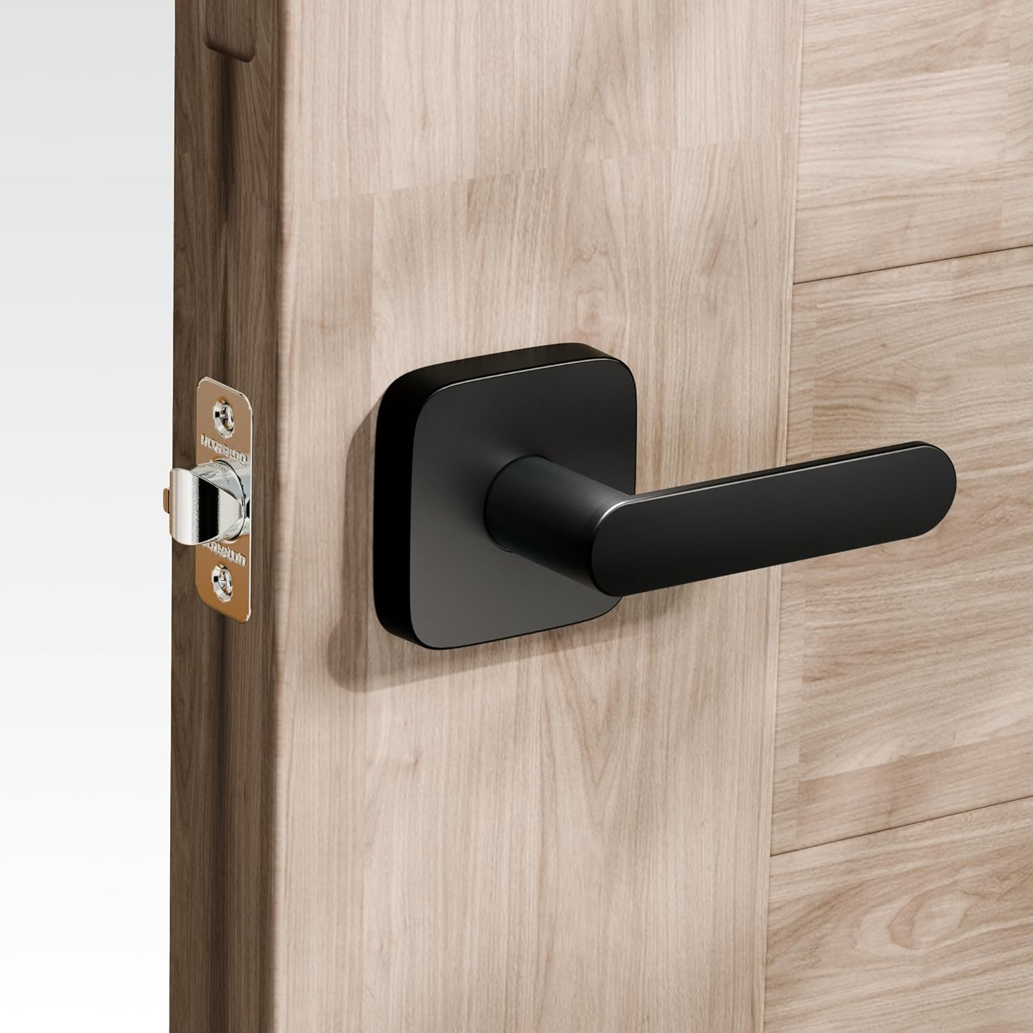 ULTRALOQ Modern Matte Black Aluminium Door Lever, Reversible, Adjustable Backset, Waterproof, Ideal for Hallway, Closet, and Any Door