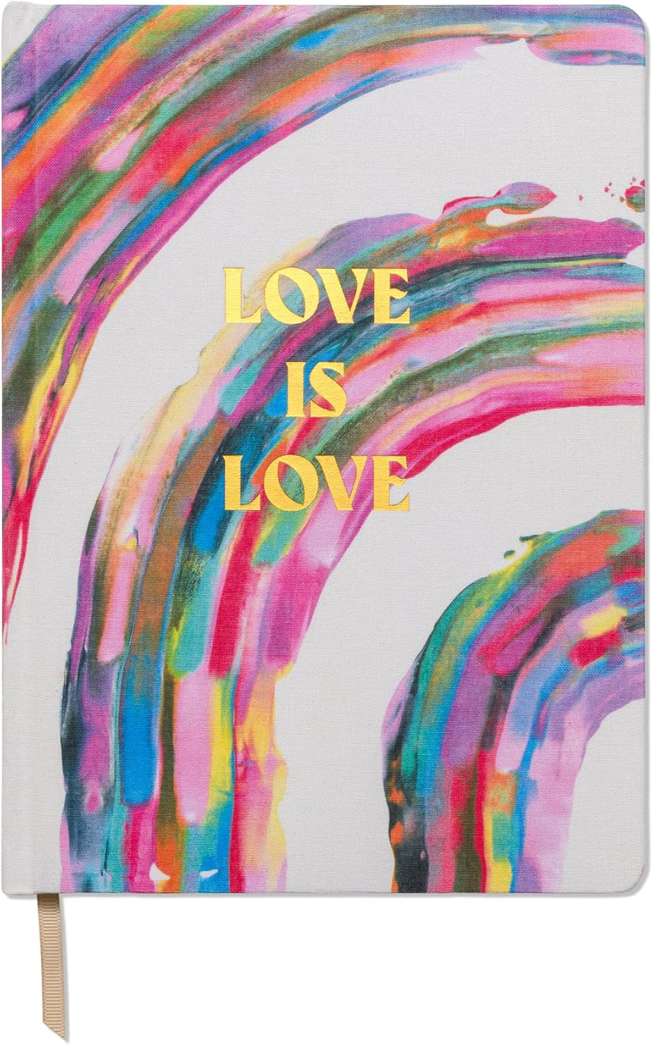 Designworks Ink Love Is Love Colorful Rainbow Abstract Art 7.5" X 10.25" Jumbo Journal Notebook with Cloth Cover, Gold Accents, Lined Pages, Ribbon Marker for Work, Writing, Journaling image number 1