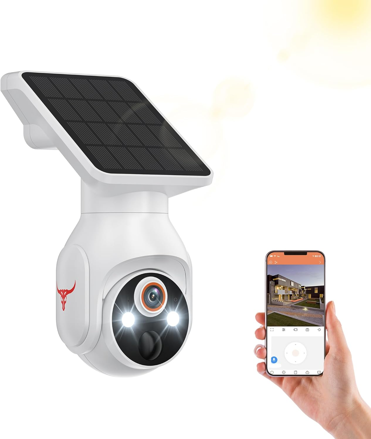 Gerfalc Wifi Solar Security Camera Wireless Outdoor Surveillance with Motion Detection, 1080P HD, Color Night Vision, Two-Way Talk, Weather Resistance, Remote Monitoring, Easy Installation image number 4