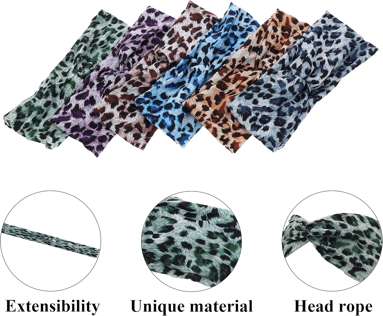 Woration Headband Yoga Leopard Print Cross Wide Elastic Headwear Head Wrap Hairband Twist Turban Knot Headwrap Hair Accessories for Women, Girls - Green - Leopard D image number 5