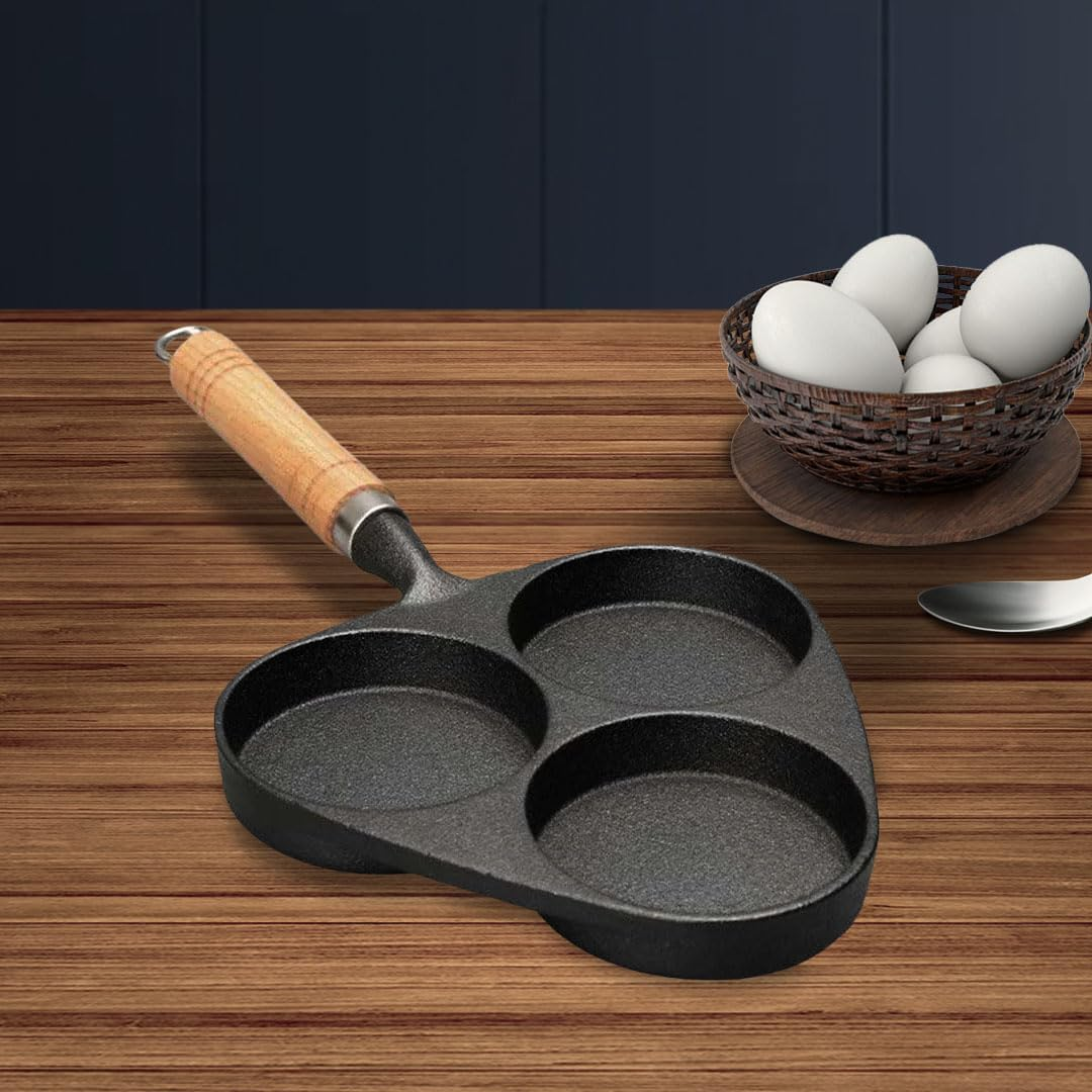 SOGA 3 Mold Cast Iron Breakfast Fried Egg Pancake Omelette Fry Pan- Durable, Long-Lasting Kitchen Cookware. Ideal for Omelette, Fried Eggs, Pancakes, Etc. image number 2